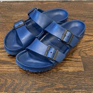 Birkenstock Arizona essentials slide sandal navy blue black buckle size 40 W9 M7